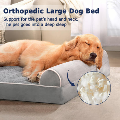 WESTERN HOME Orthopädisches Hundebett, wasserdicht, Grau, 106x76x19 cm