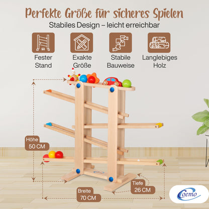 Coemo Kugelbahn Holz Motorikspielzeug – 7 Mobile Teile