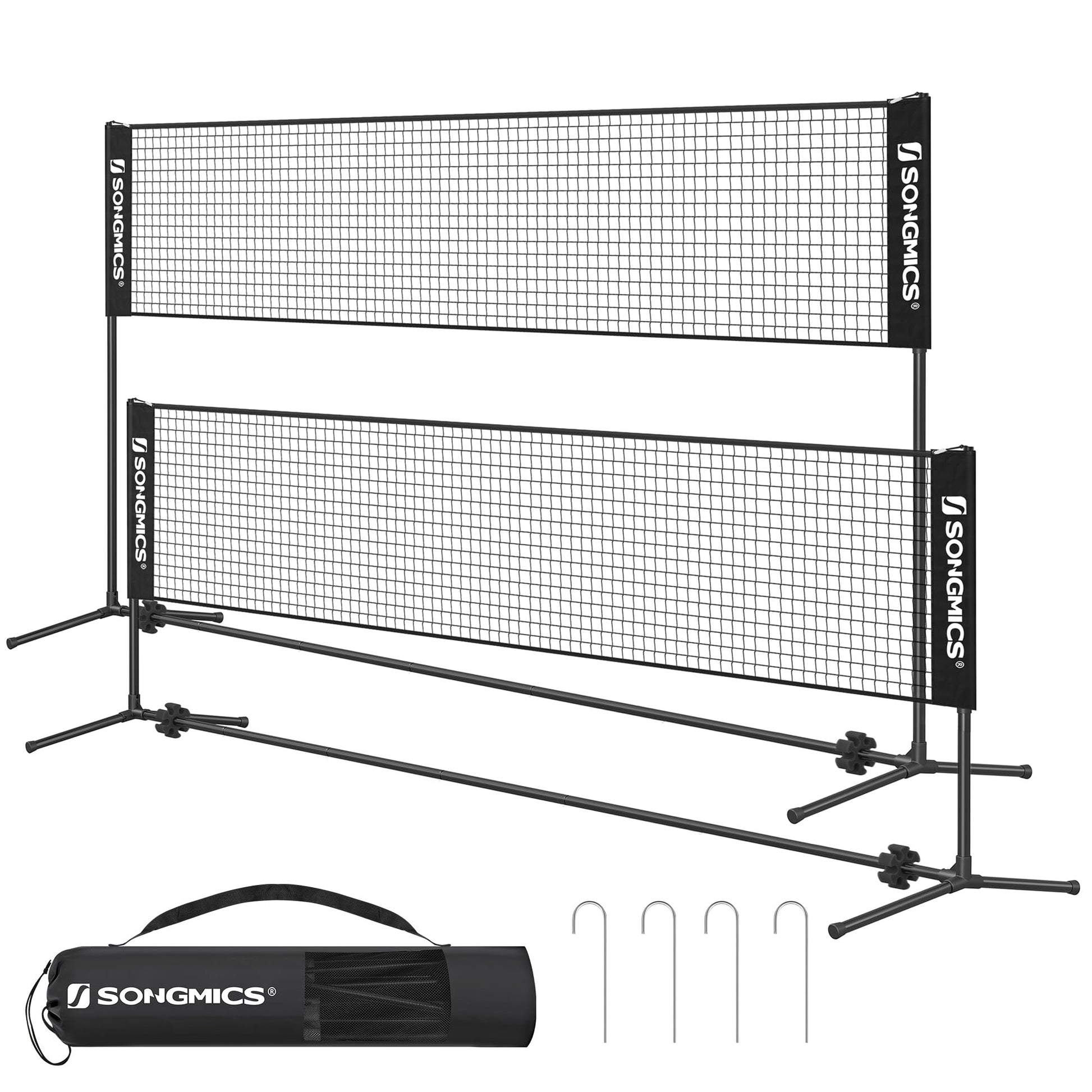 SONGMICS Badminton-Netz 4 m, höhenverstellbar, schwarz SYQ400H