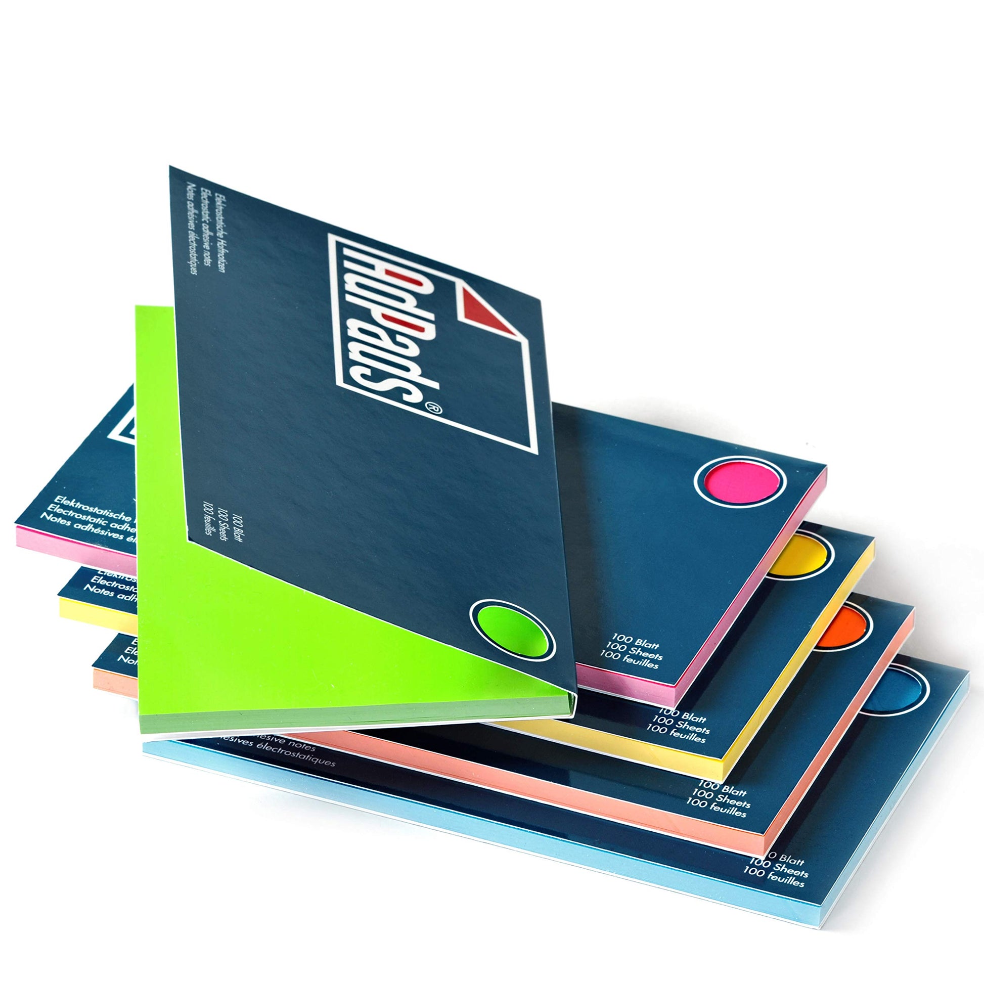 AdPads Moderationskarten elektrostatisch, 500 Blatt, Set bunt – fünf intensive Farben, Format 175 x 100 mm
