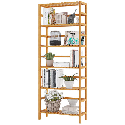 VIAGDO Bambusregal, Standregal mit 6 Ablagen, 60 x 26 x 162 cm in Naturfarben