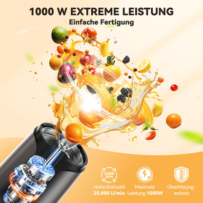 TECKNET Smoothie Maker PC-2110, 1000 W Standmixer mit 2 Bechern