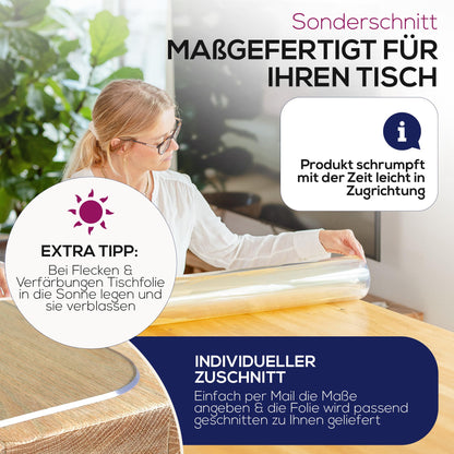 BEAUTEX Tischfolie glasklar 2 mm, 90 x 180 cm, abgeschrägte Kante