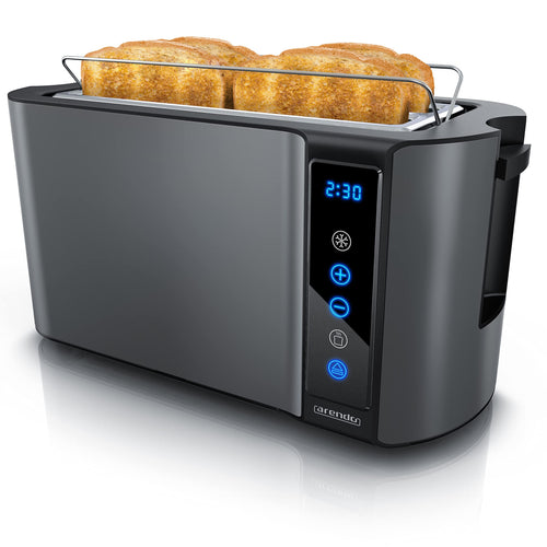 Arendo Toaster Langschlitz - Edelstahl 4 Scheiben Touchscreen: Rechteckiger Toaster aus Edelstahl. Toaste 4 Scheiben gleichzeitig per Touchscreen.