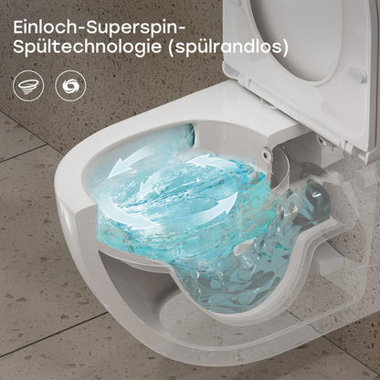 HOROW Dusch-WC HB-L01U-GE Hänge-WC spülrandlos mit Bidetfunktion