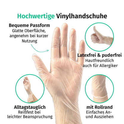 SF Einweghandschuhe Vinyl M, transparent, puderfrei, 1000 Stück