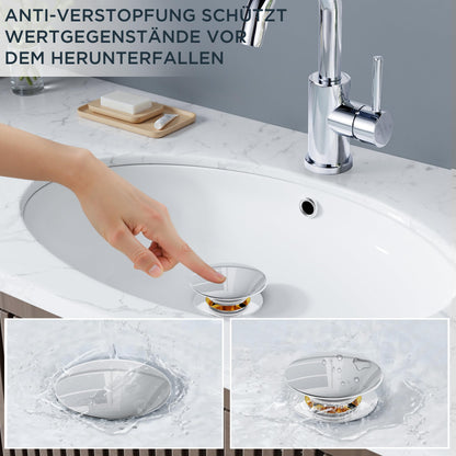 FORIOUS Waschtischarmatur hoch mit Ablaufgarnitur, Edelstahl, 360°