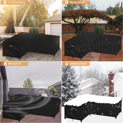 Dokon Gartenmöbel Abdeckung L-Form, wasserdicht, 222x286 cm, schwarz