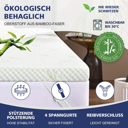 Waxberry Matratzentopper 180x200 cm, Gel-Memory-Schaum, H3/H4