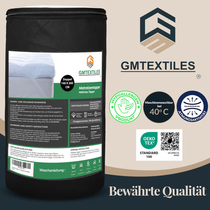 GMTEXTILES Matratzen-Topper – 140x200 cm, 5 cm Oeko-TEX