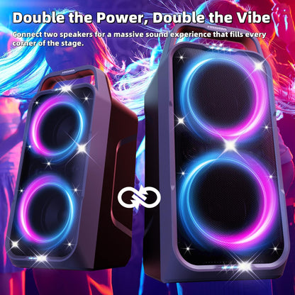 Foxdawn PT300 Bluetooth Partylautsprecher 240W mit LED-Lichtshow