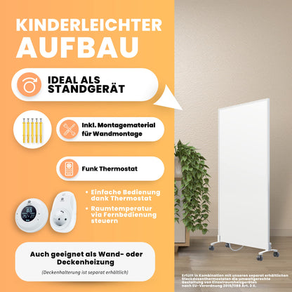 BR Bringer Infrarotheizung Standgerät Mobil – 1200 Watt, Weiss