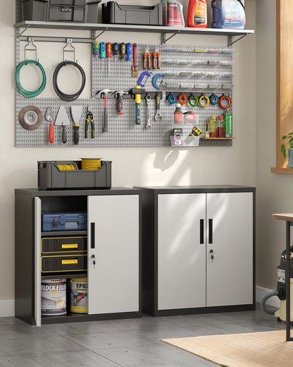 SONGMICS Aktenschrank OMC013S01 – Stahlschrank Silbern-Mattschwarz