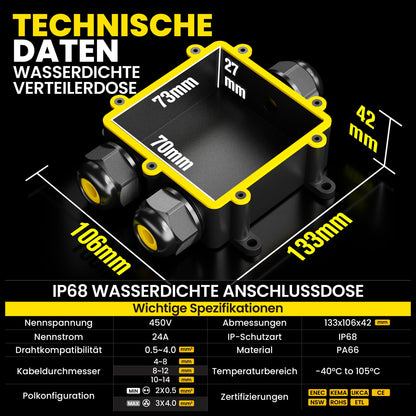 PEBA Abzweigdose IP68 wasserdicht, 3-Wege Kabelverbinder für Erdkabel