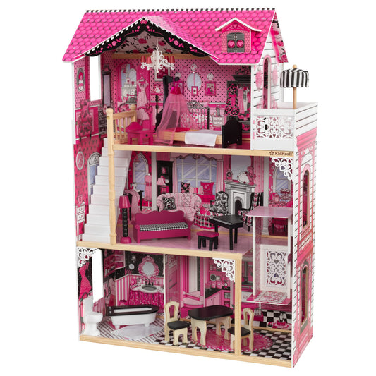 KidKraft Amelia Puppenhaus aus Holz – Möbel & Zubehör. Mehrstöckiges Holz-Puppenhaus bietet Platz für Puppen und Rollenspiel.