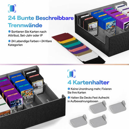 UAONO Kartenaufbewahrungsbox für 2400+ Sammelkarten, schwarz-grau
