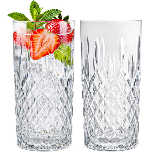 Konzept 11 Trinkgläser Set 12-teilig, 300 ml, transparent geriffelt aus Glas für Wasser und Cocktails