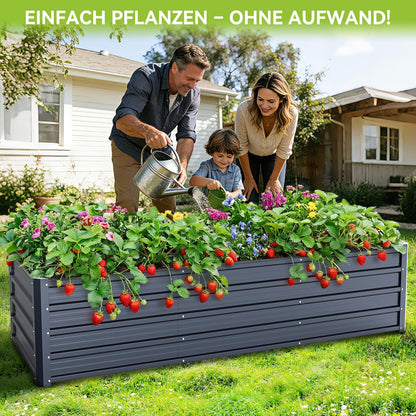 Ohuhu Hochbeet Metall Pflanzbeet 240x90x45 cm, Anthrazit
