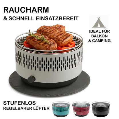 SOUK ONE Tischgrill Aktivbelüftung Holzkohlegrill – Grau