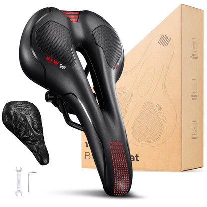 YOUNGDO Fahrradsattel Gel, ergonomisch, mit wasserdichter Abdeckung – Sattel mit Aussparung und PU-Oberfläche