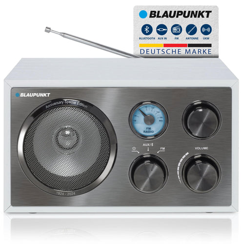 Blaupunkt RXN 180 Nostalgieradio Bluetooth - Weiss SG, weiß, im Retro-Design, zum Empfang von Radiosendern und kabellosem Musikstreaming.