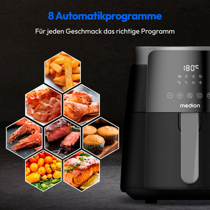 MEDION P40 L Heissluftfritteuse MD13030 4,7 Liter 1500 Watt schwarz