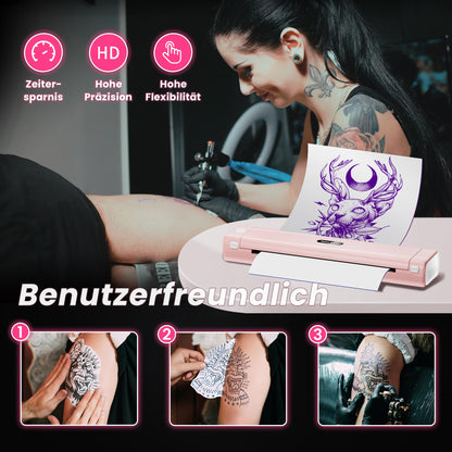 TATTMUSE A887 Tattoo-Drucker, Bluetooth Schablonendrucker, Rosa