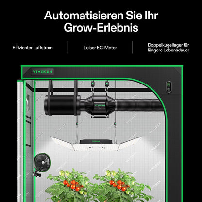 VIVOSUN AeroZesh T4 Abluftset 100mm - EC-Regler Kohlefilter