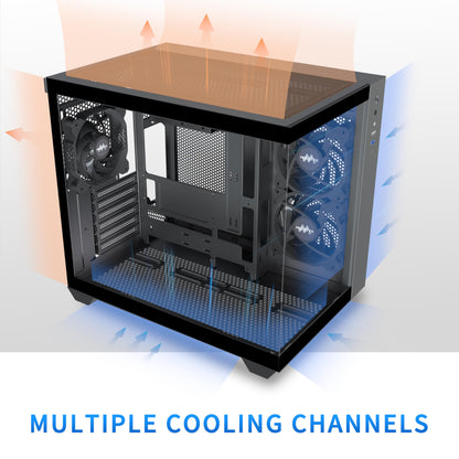 MUSETEX Y6 Gaming PC Gehäuse ATX Tempered Glass - Schwarz