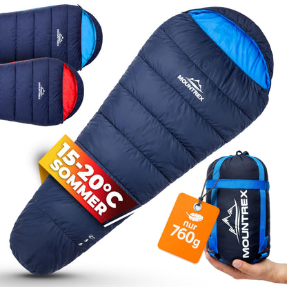MOUNTREX Sommerschlafsack, Mumienschlafsack, ultraleicht, 760 g