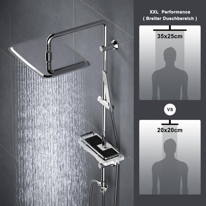 Görbach Duschsystem Regendusche mit Ablage Chrom 35x25cm