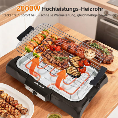Aigostar Tischgrill Elektrogrill 2000 W rauchfrei, 984 cm², schwarz