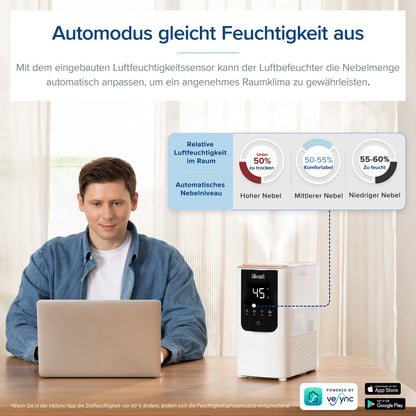 LEVOIT Smart Luftbefeuchter Warm- & Kaltnebel – Weiss
