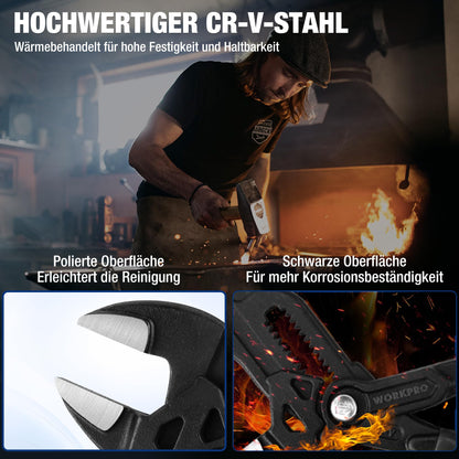 WORKPRO Zangenschlüssel-Set 2-teilig, 180 & 255 mm, Cr-V-Stahl