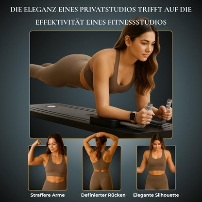 Pilatella Pilates Board faltbar, 5-in-1 Reformer für Zuhause, schwarz