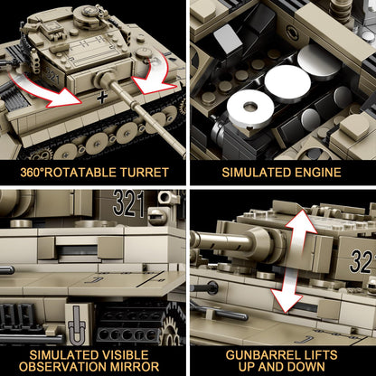 Reobrix Tiger I Panzer Klemmbausteine Set 77031, World of Tanks