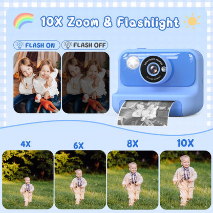 Hangrui H3 Kinderkamera Sofortbildkamera 1080P mit 32 GB Karte Blau