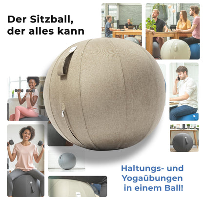 Backerz Sitzball Ergonomisch Büro Fitness – 65 cm Cremegrau
