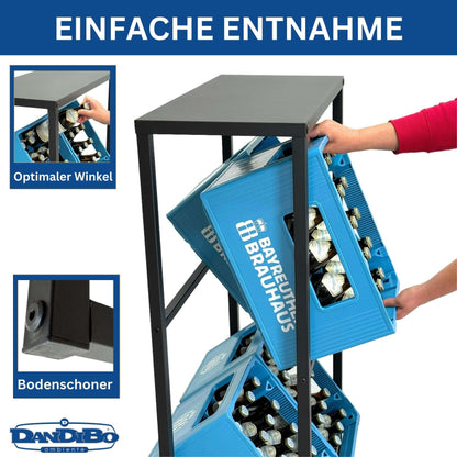 DanDiBo Getränkekistenregal 4 Kisten mit Ablage schmal Metall 96547