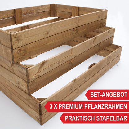 Onbest Premium Hochbeet aus Holz mit Pflanzvlies, 3 Pflanzrahmen