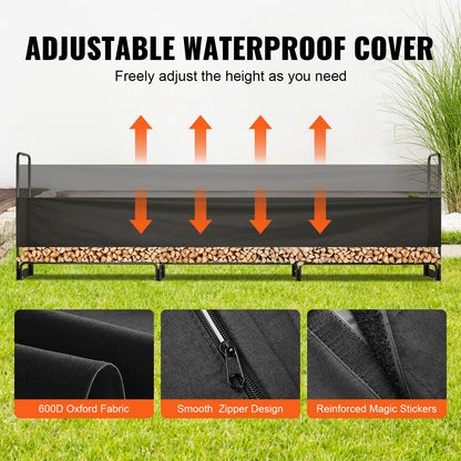 VEVOR Kaminholzregal Metall mit Abdeckung 386x36x117 cm