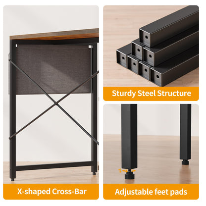 CubiCubi L-förmiger Computertisch mit Regal - 120cm braun
