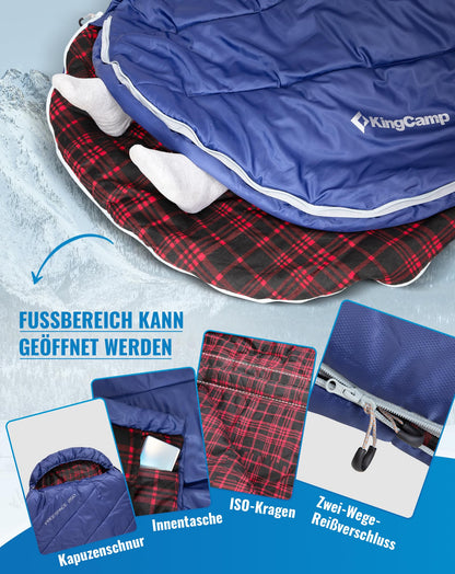 KingCamp Schlafsack 4 Jahreszeiten Deckenschlafsack Übergrösse - Blau