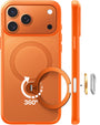 TORRAS Ostand Q3 Spin Handyhülle für iPhone 17 Pro, Orange, matte Rückseite mit integriertem Ständer