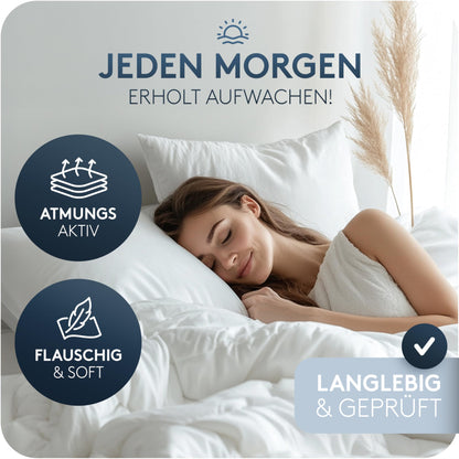 CALMONT 3-Kammer Daunenkissen Kopfkissen 80x80 cm