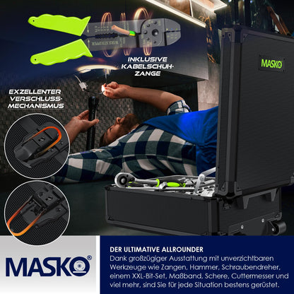 MASKO® Werkzeugkoffer Werkzeugset Gefüllt - 1400-teilig mit Rollen