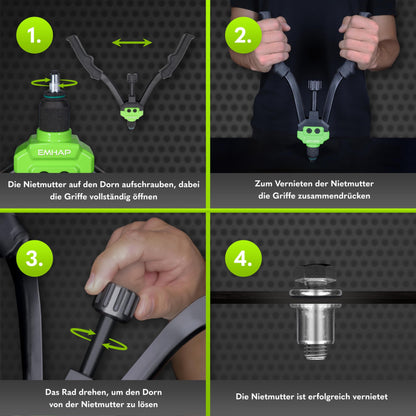 EMHAP Nietmutternzange Set PREMIUM M3-M12 inkl. Organizer