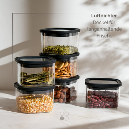 Greeano Vorratsgläser eckig mit Glasdeckel 400 ml 6er Set