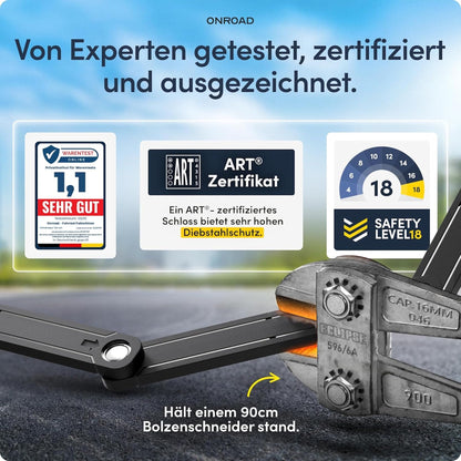 ONROAD Onlock Ultra Faltschloss 120 cm ART-zertifiziert mit Halterung