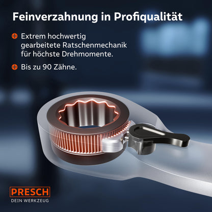 PRESCH Ratschenschlüssel Set 12tlg. umschaltbar 6-19mm